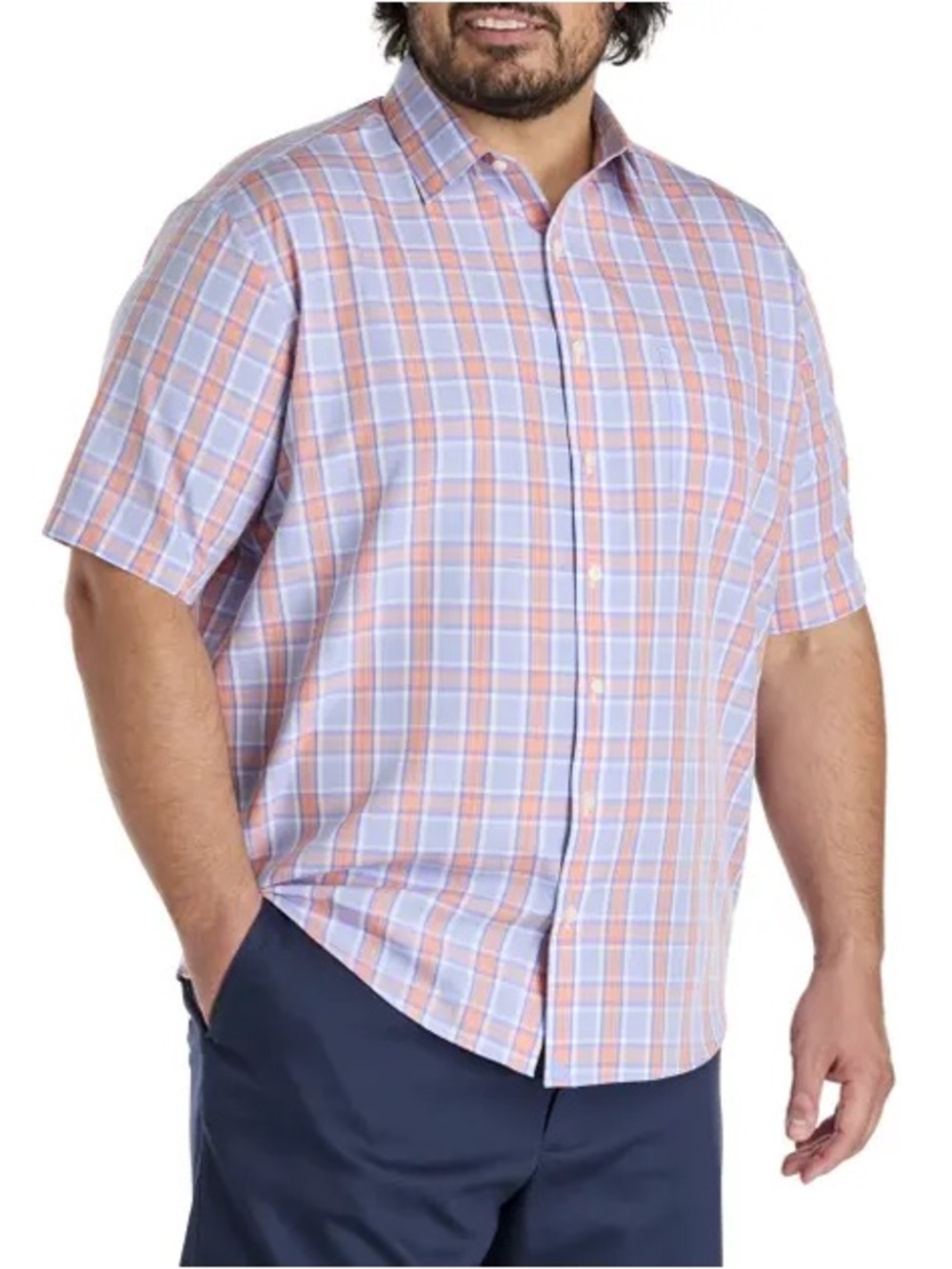 UNTUCKit 3XXLT Ravenswood Short-Sleeve Plaid Button Down Casual Mens Plaid Shirt